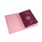Porta Pasaporte de Cuero Color Palo Rosa