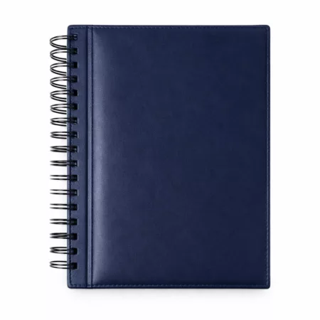 Cuaderno A4 Anillado con Tapa de Cuero Azul – 160 Hojas