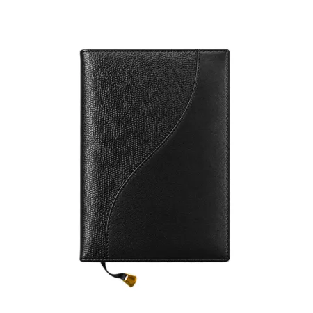Agenda ejecutiva de cuero negro 2027 Black Signature con diseño curvo y doble textura