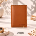 Portapasaporte de Cuero Natural – Caramelo